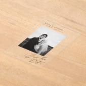 Posh Script Save The Date Photo Minimal Card  アクリル招待状 (レイダウン)