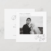 Posh Square Save The Date Photo Minimal Card  招待状 (正面/裏面)