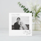 Posh Square Save The Date Photo Minimal Card  招待状 (スタンド正面)