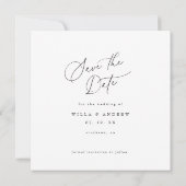 Posh Square Save The Date Photo Minimal Card  招待状 (裏面)