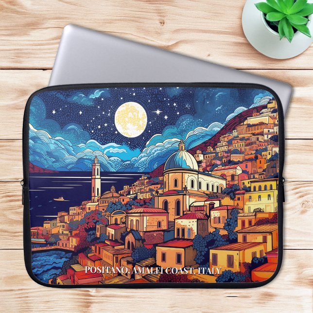 Posiano Amalfi絵を描 Coast Italy Art Travelの ラップトップスリーブ (Painting of Positano Amalfi Coast Italy Art Travel Laptop Sleeve)