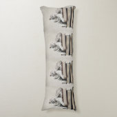Posing White Tiger on Books – Elegant Body Pillow ボディピロー (正面縦)