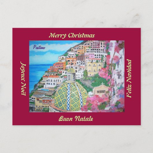 Positanoのイタリアのクリスマスの郵便はがき シーズンポストカード (正面)