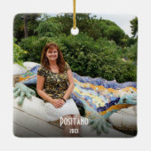 Positanoアマルフィ旅行写真はクリスマス2味方しました セラミックオーナメント (裏面)