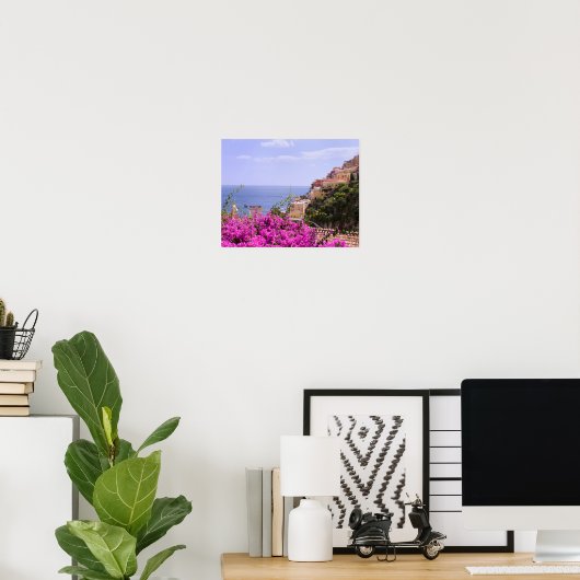 Positanoポスターを見た紫色のブーゲンビリア ポスター (ホームオフィス)