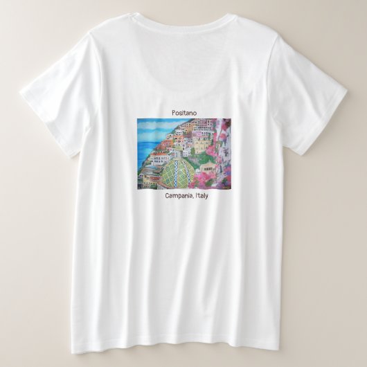 Positano -女性のとサイズの基本的なTシャツ プラスサイズTシャツ (デザイン裏面)