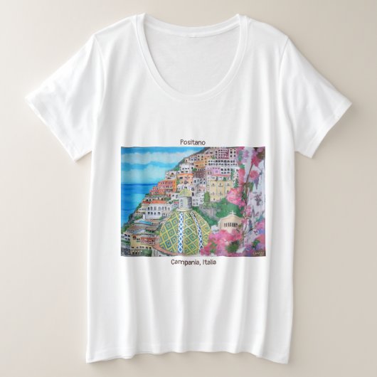 Positano -女性のとサイズの基本的なTシャツ プラスサイズTシャツ (デザイン正面)