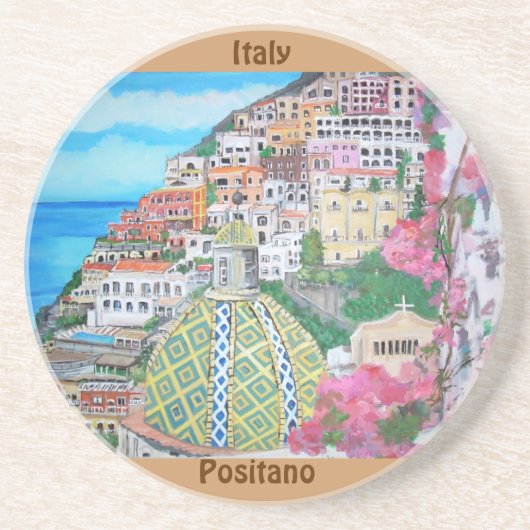 Positano -砂岩飲み物のコースター コースター (正面)
