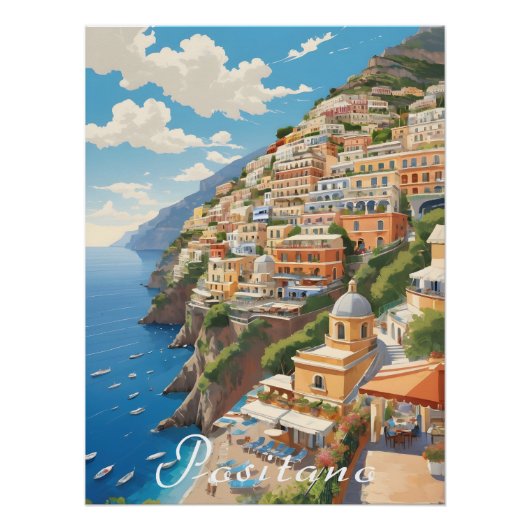 Positano Italy Travel Poster ポスター (正面)
