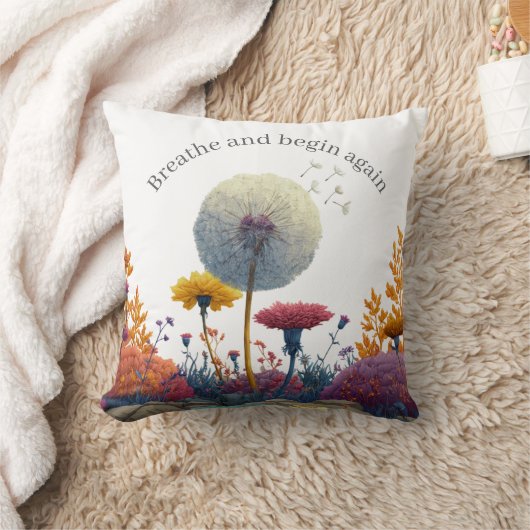 Positive Affirmation Breathe Throw Pillow Friend クッション (ブランケット)