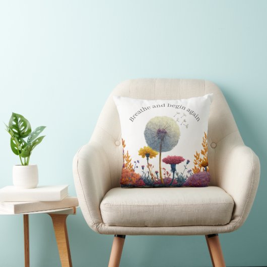Positive Affirmation Breathe Throw Pillow Friend クッション (椅子)