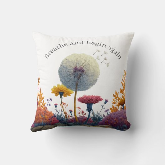 Positive Affirmation Breathe Throw Pillow Friend クッション (裏面)