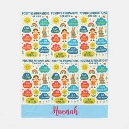 Positive Affirmation Kids– Inspirational Cozy Thro フリースブランケット