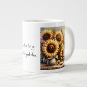 Positive affirmation Sunflowers Watercolor Art ジャンボコーヒーマグカップ (正面右)