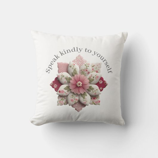 Positive Affirmation Throw Pillow Speak Kindly クッション (正面)