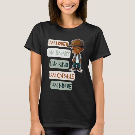 Positive Affirmations for African American Boys Tシャツ (正面)