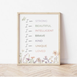 Positive Affirmations Print: Wildflower Wall Art  ポスター