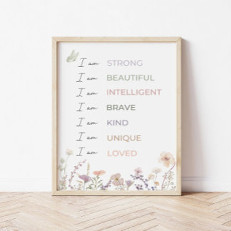 Positive Affirmations Print: Wildflower Wall Art  ポスター