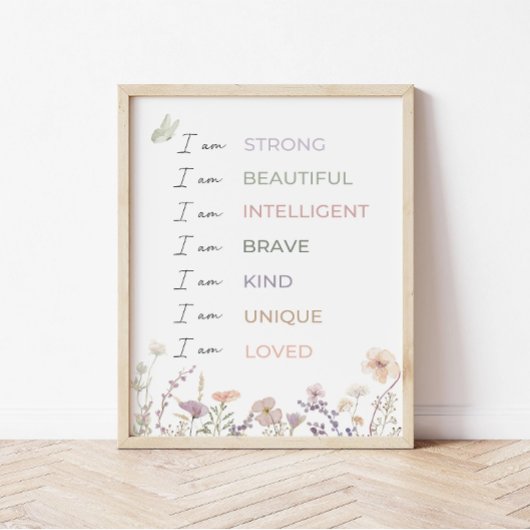 Positive Affirmations Print: Wildflower Wall Art  ポスター