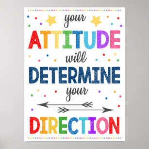 Positive Attitude Rainbow Classroom Poster ポスター
