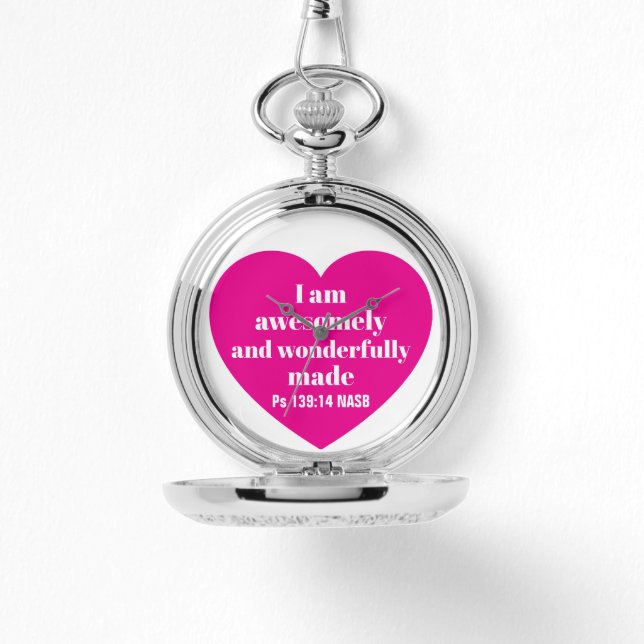 Positive Bible Verse Affirmation Pink Heart Cute   腕時計 (正面)