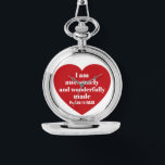 Positive Bible Verse Affirmation Red Heart Cute 腕時計<br><div class="desc">This cute watch features a powerful Bible verse from the Book of Psalms in a simple red heart. It's a nice uplifting gift for Valentine's Day or any other occasion when a positive word is needed.</div>