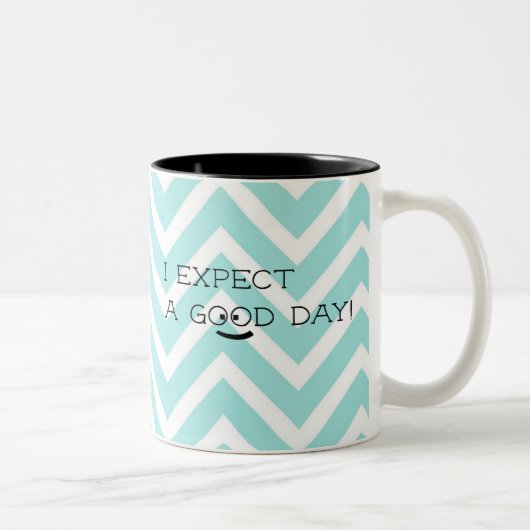 Positive Expectation Good Day Blue Chevron ツートーンマグカップ (右)
