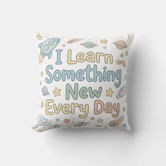Positive Kids Growth Quote Learn Every Day クッション (正面)