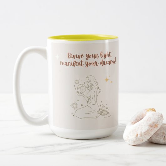 positive morning affirmation mug ツートーンマグカップ (ドーナツ)