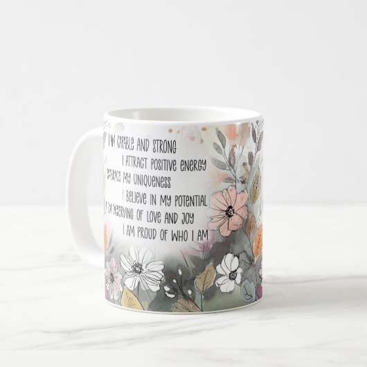 Positive Quote Inspirational Mug, Boho Cup コーヒーマグカップ (正面左)