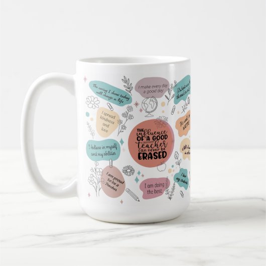 Positive Quotes Teacher Mug Gift, Inspirational コーヒーマグカップ (左)