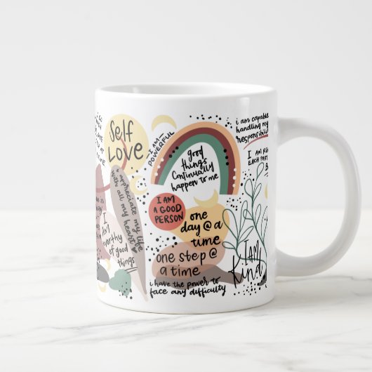 Positive Self Love Affirmations Graphics ジャンボコーヒーマグカップ (右)