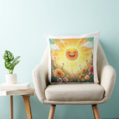 Positive Sunshine Art – Bright Happy Sun and Flowe クッション (椅子)