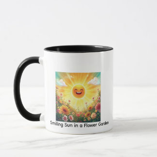 Positive Sunshine Art – Bright Happy Sun and Flowe マグカップ