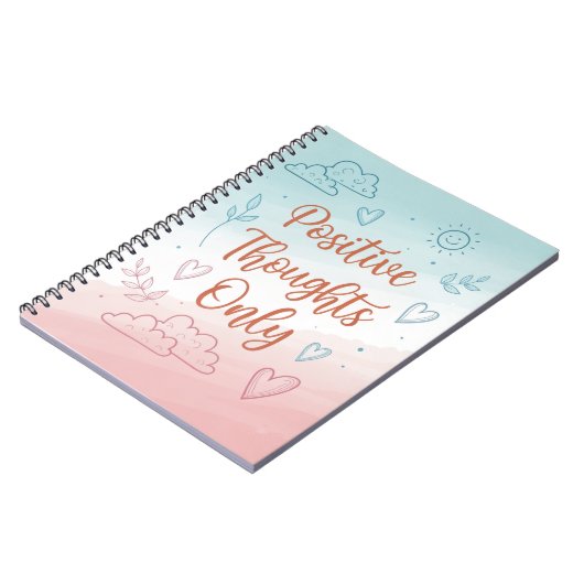 Positive Thoughts Only Journal – Pastel Design ノートブック (左側)