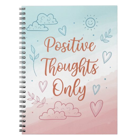 Positive Thoughts Only Journal – Pastel Design ノートブック (正面)