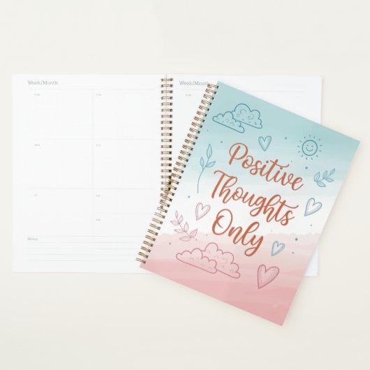 Positive Thoughts Only Journal – Pastel Design プランナー手帳 (ディスプレー)