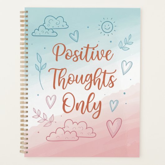 Positive Thoughts Only Journal – Pastel Design プランナー手帳 (正面)