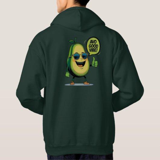 Positive Vibe Avocado Kawaii Fruit Pun Hoodie パーカ (裏面)