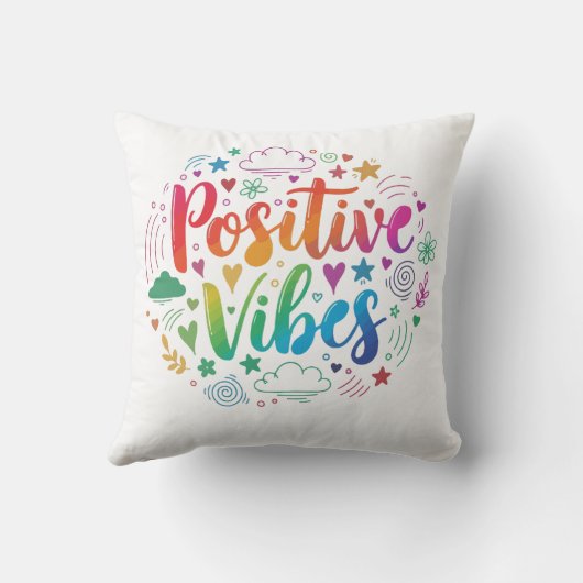 Positive Vibes Only – Motivational Text Throw Pill クッション (裏面)