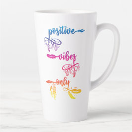 Positive Vibes Only, Rainbow Ombre Boho Latte Mug カフェラテマグ