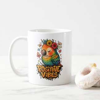 “Positive Vibes” Parrot コーヒーマグカップ