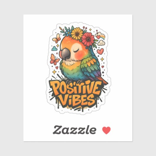 “Positive Vibes” Parrot シール (シート)