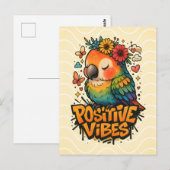 “Positive Vibes” Parrot ポストカード (正面/裏面)