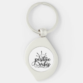 Positive Vibes Typography Motivational Quote Art キーホルダー