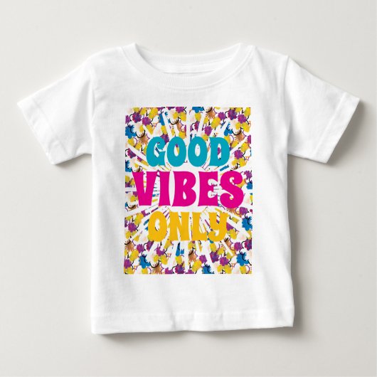 Positive Yellow Sunny Tropical Flower Summer vibe. ベビーTシャツ (正面)
