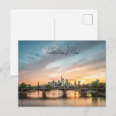 Poskarte Frankfurt , Skyline im Sonnenuntergang  ポストカード (正面/裏面)