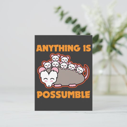 Possumおもしろい Pun何でも可能である ポストカード (スタンド正面)