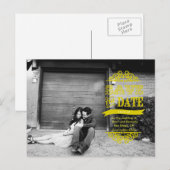 POSTカードの黄色を保モダン存結婚する 案内ポストカード (正面/裏面)