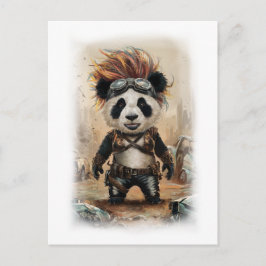 Post Apocalypse Panda Movie Design on a White シーズンポストカード